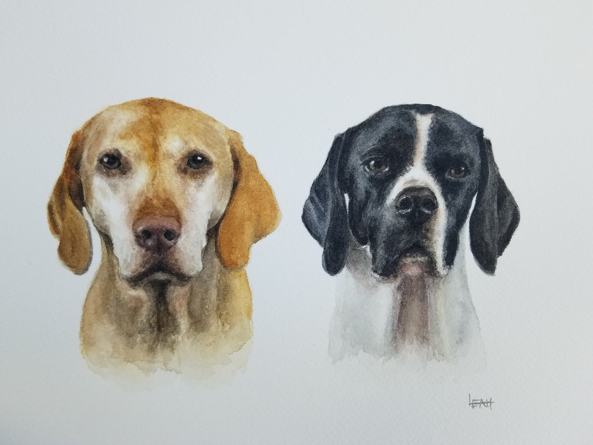 Medium Double watercolor portrait, custom (8x10)