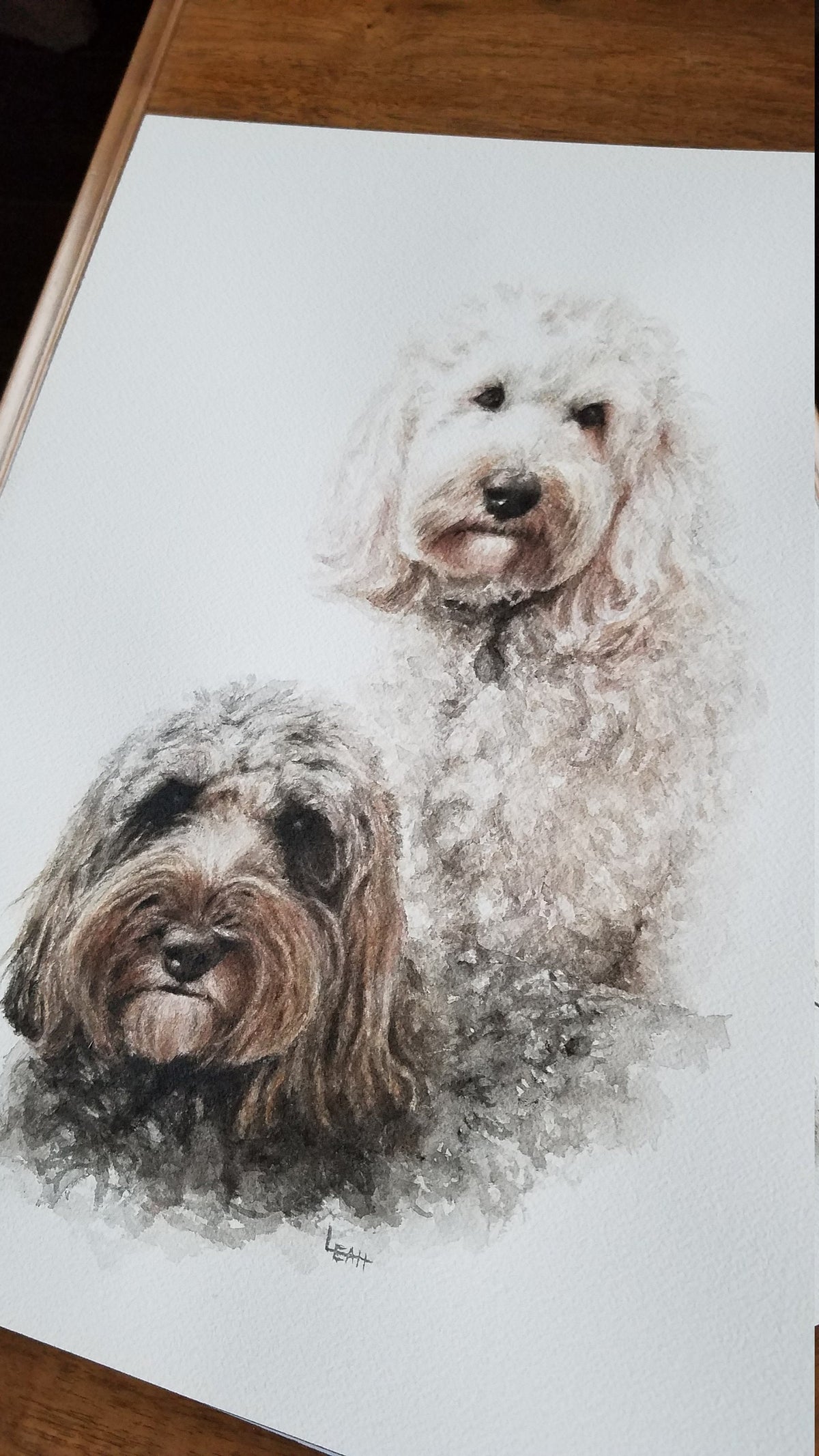 Large Watercolor DOUBLE Pet Portrait, Custom (11x14)
