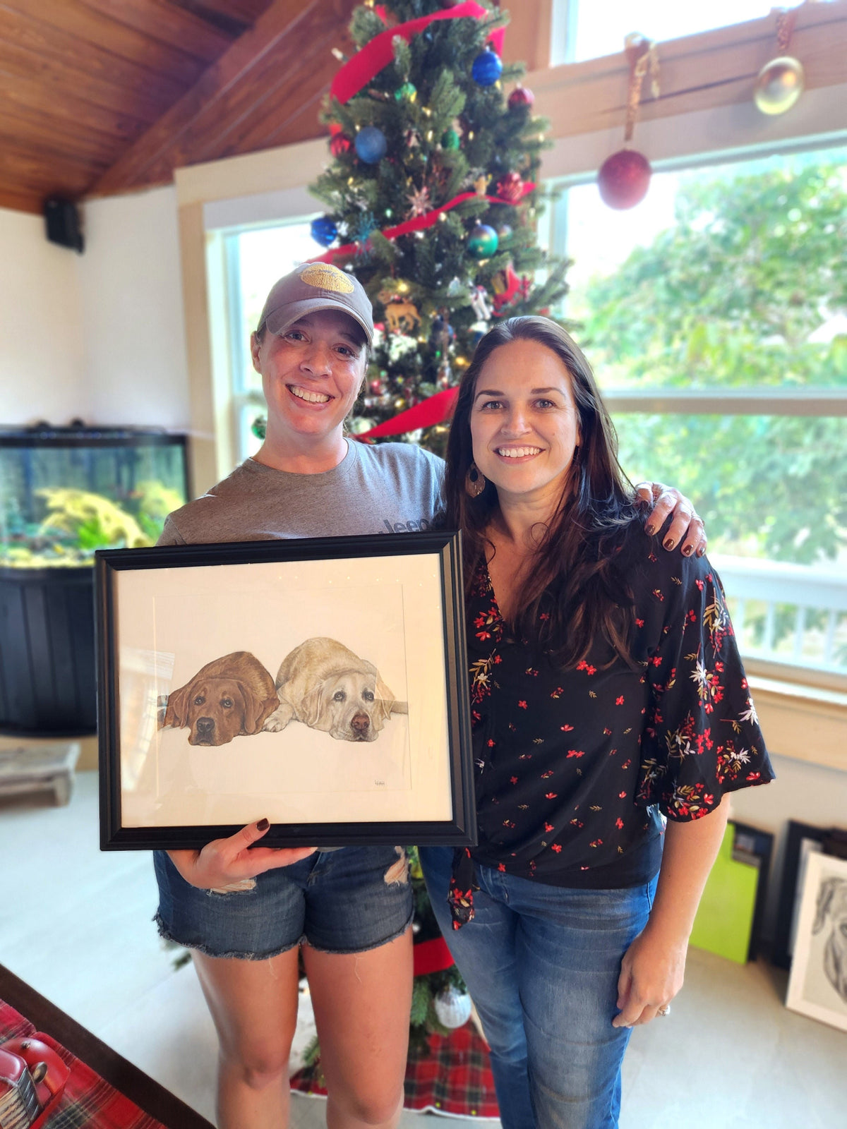 Large Watercolor DOUBLE Pet Portrait, Custom (11x14)