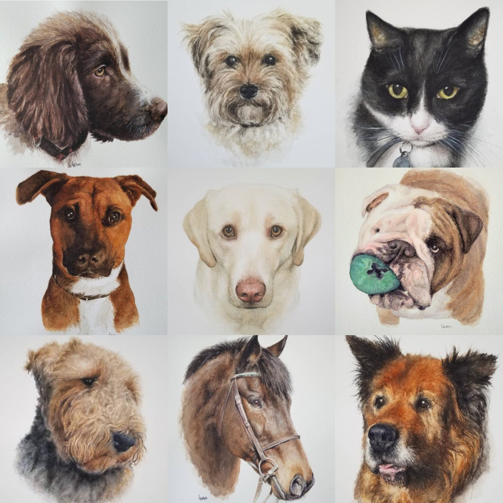 Large Watercolor DOUBLE Pet Portrait, Custom (11x14)