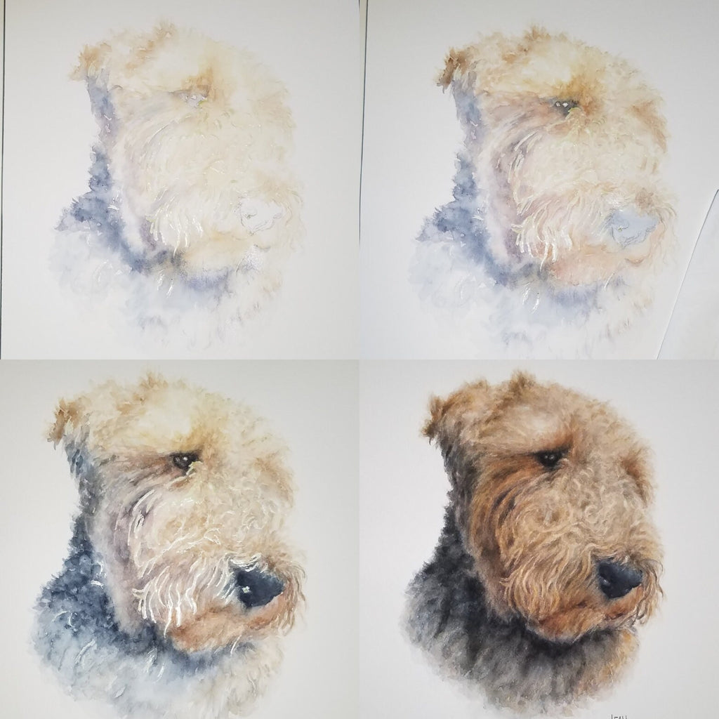 Large Watercolor DOUBLE Pet Portrait, Custom (11x14)