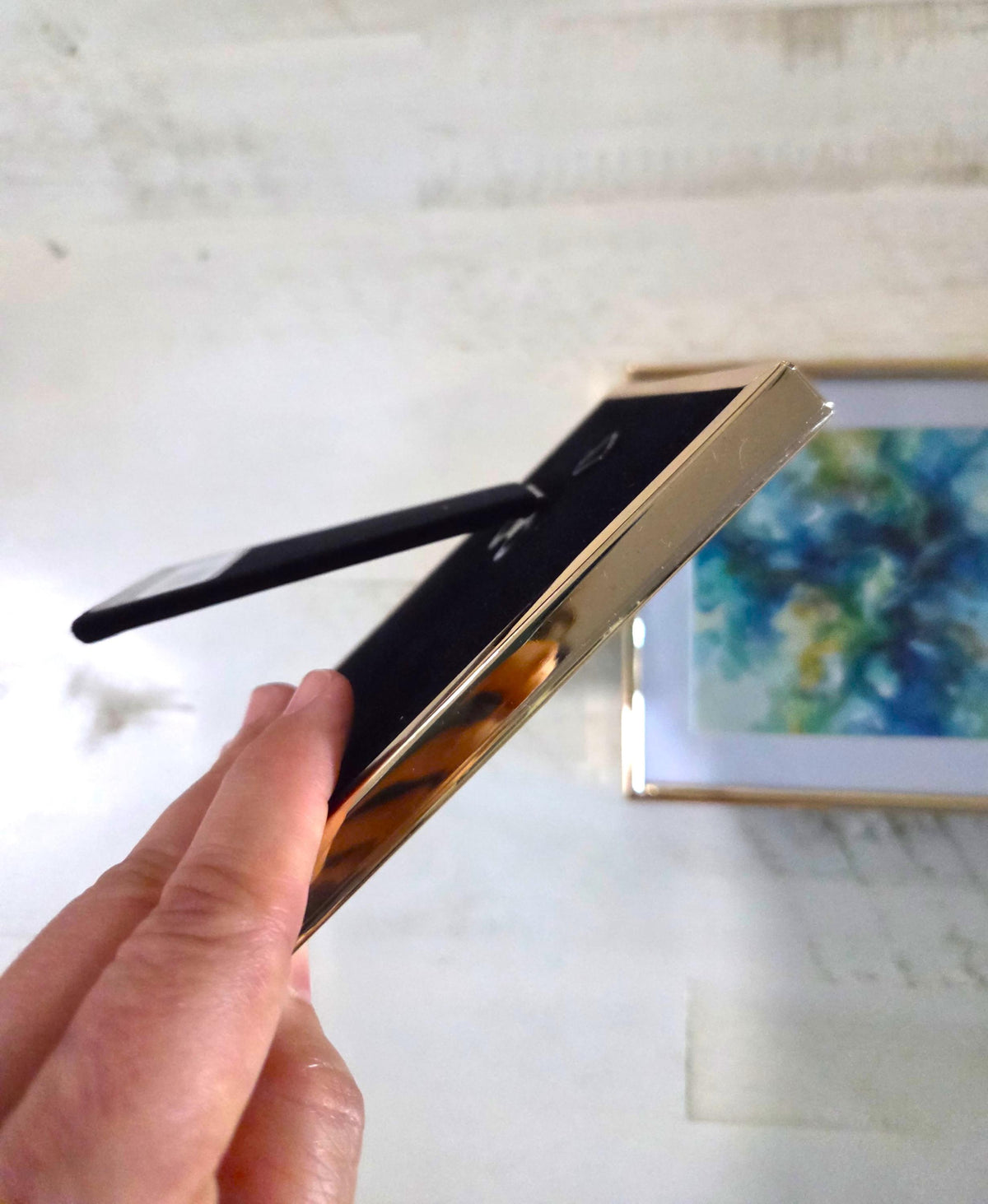 Reef Trench #1 - Watercolor Abstract in small Gold frame